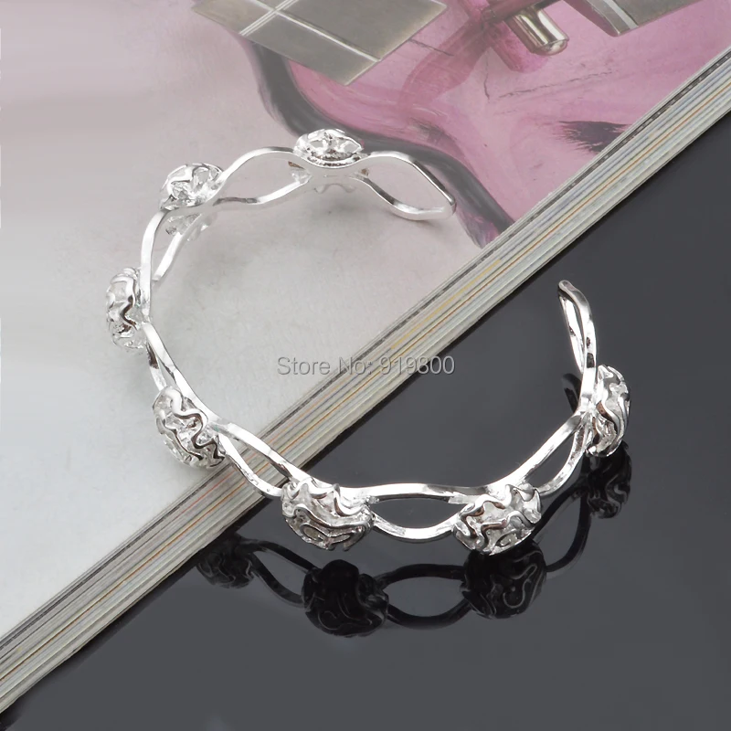 Мода стерлингового серебра 925 браслеты роза открыть для женщин braccialetti за ле донн |