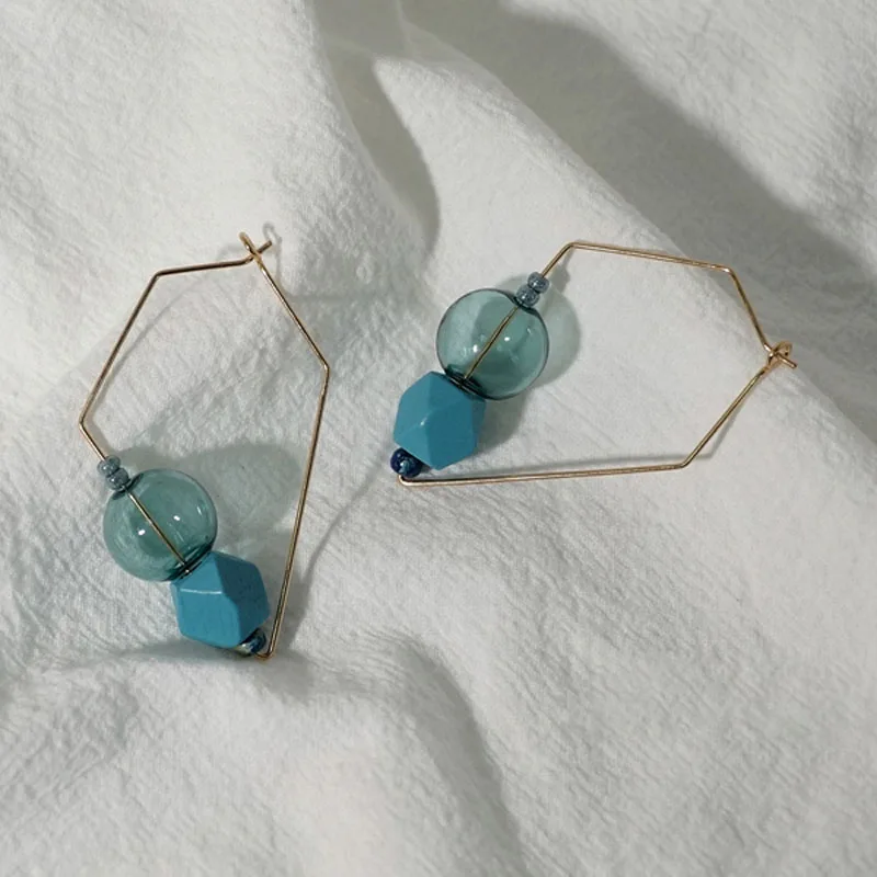 Дизайн ретро стеклянные серьги-кольца с шариком для женщин Unqiue INS Dreamlike Bubble Chic корейские серьги вrincos бижутерия