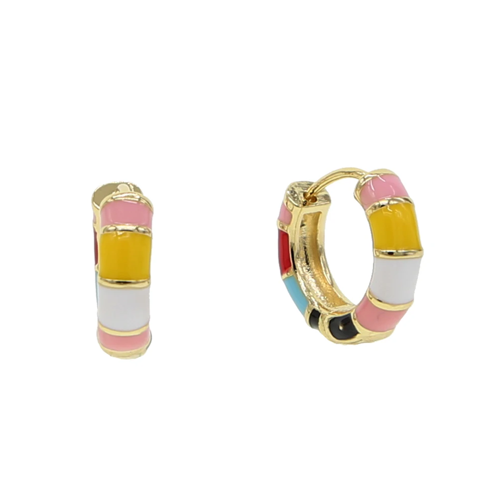 Женские серьги-кольца huggie розовые красные желтые серьги с разноцветной эмалью