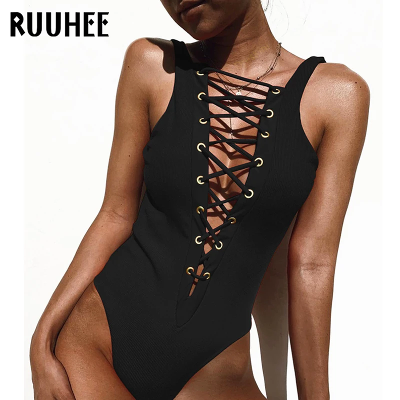 RUUHEE, сдельный купальник, женский купальник, бикини,, на бретелях, с открытой спиной, боди, купальник, женская пляжная одежда, купальник, монокини