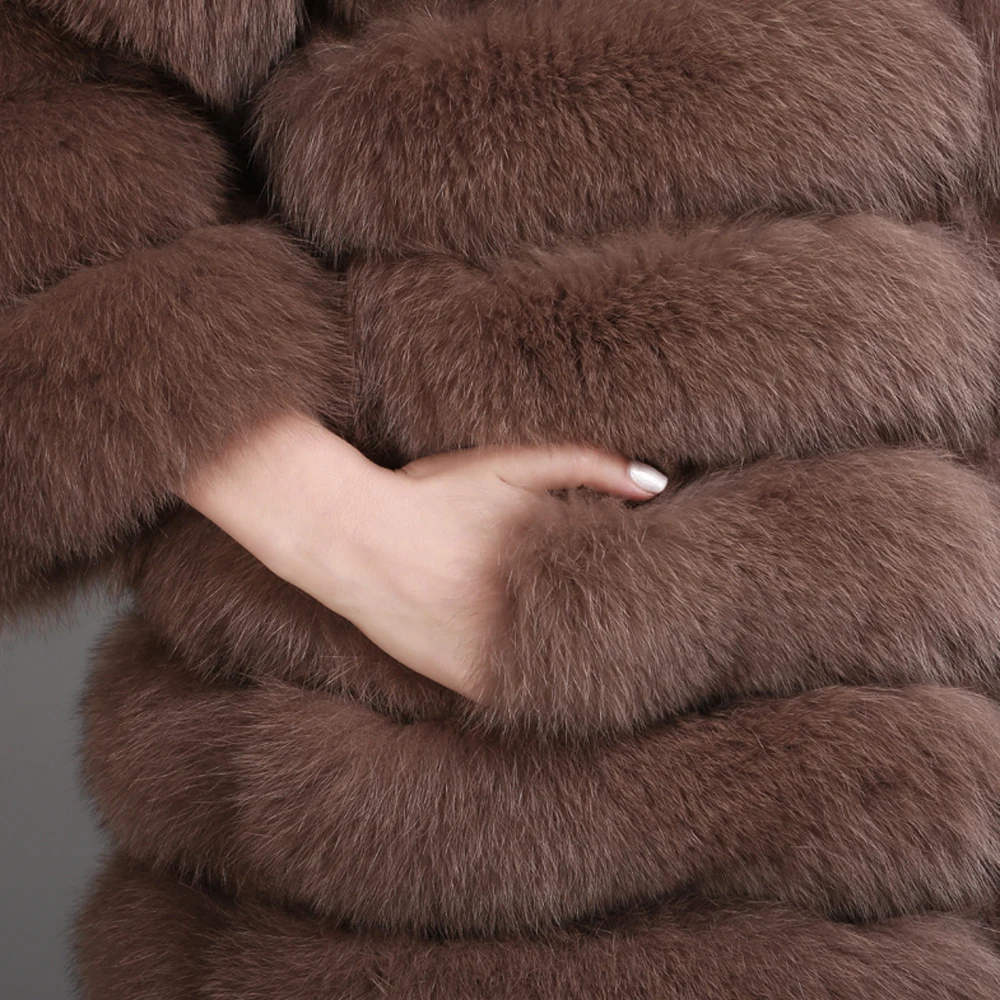 Лидер продаж Женское пальто из 100% натурального Лисьего меха модная женская