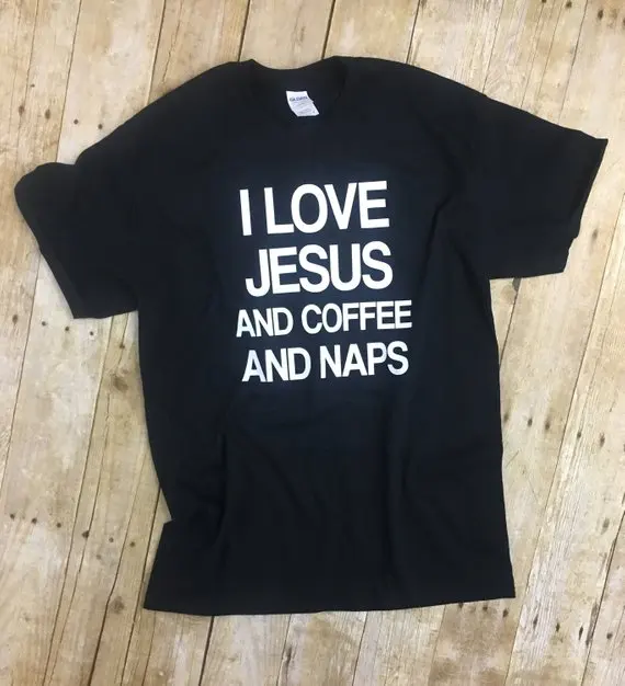 Футболка с надписью Я люблю Иисуса и кофе хипстерский Повседневный стильный
