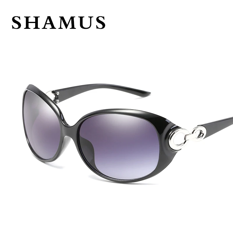 Брендовые солнцезащитные очки Shamus с сумкой UV400 зауженные Женская пластиковая