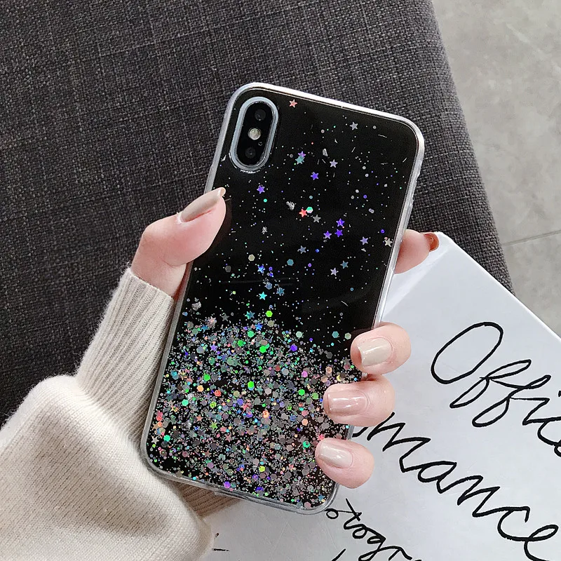 Luxury Bling Gradient Glitter Case For iPhone 6S 6 S 7 8 Plus X XR XS Max Sparkle Star Sequins Soft Clear Colorful Back Cover |