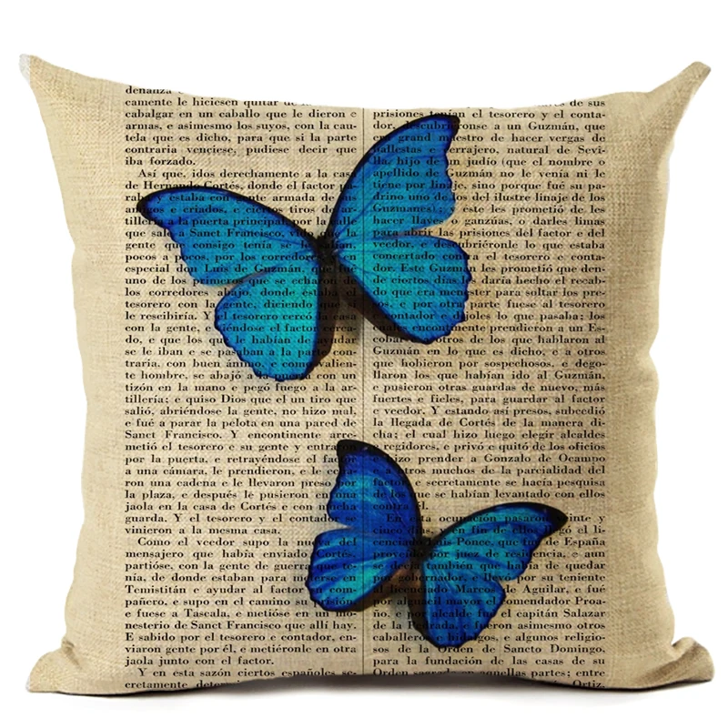 Cushion Cover Animal Collection Book Page Linen Cotton 45*45CM Square Decor Home Throw Pillow Case 1 Side Print Almofadas Cojine | Дом и сад