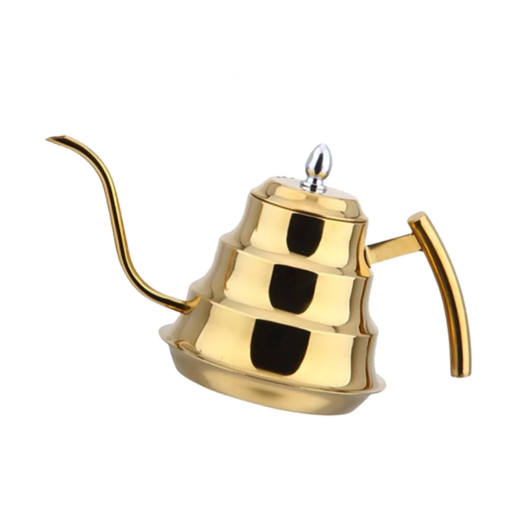 Golden Coffee Drip Stainless Steel Kettle Tea Pot Maker Infusion Gooseneck Golden, Silver - Цвет: Golden