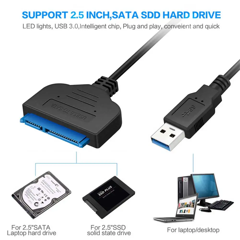USB 3,0-SATA кабель-конвертер скорость до 6 Гбит/с подключается 2,5 дюймовый SATA жесткий диск 2,5 дюймов SSD HDD внешний жесткий диск