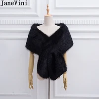 janevini 2020 elegant bridal fur wrap black bridal shawl faux fur wedding bolero winter warm white coat wine ladies party stoles