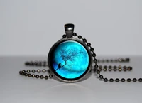 steampunk handmade movie full moon a bird blue pendant 1pcslot bronze or steel glass pendant jewelry