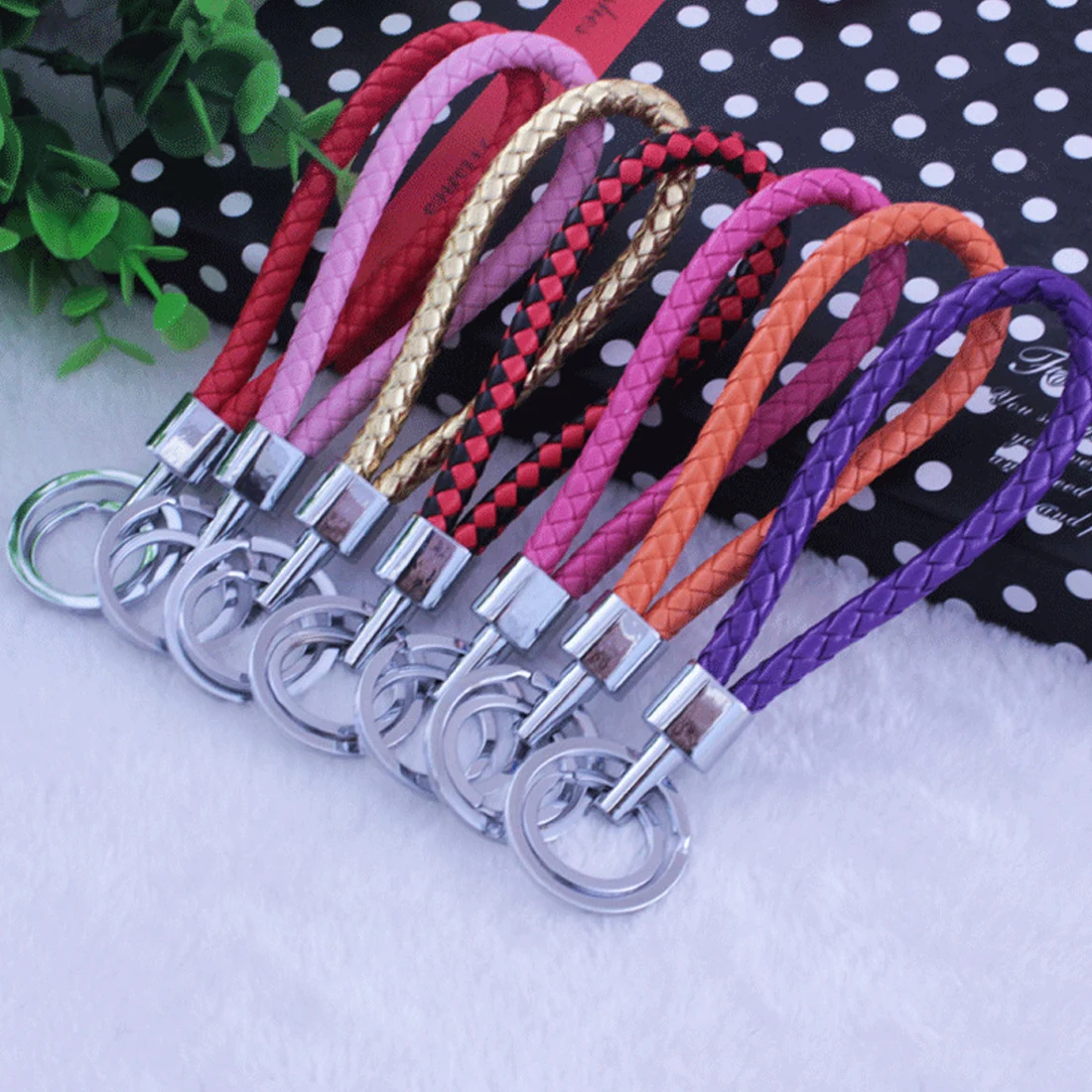 Мини Модный Цветной Плетеный брелок из искусственной кожи DIY сумка подвеска