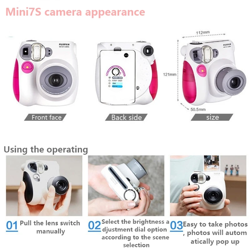 Оригинальная мини камера fujifilm 7S мгновенная + 40 листов пленки фотокамера синяя и