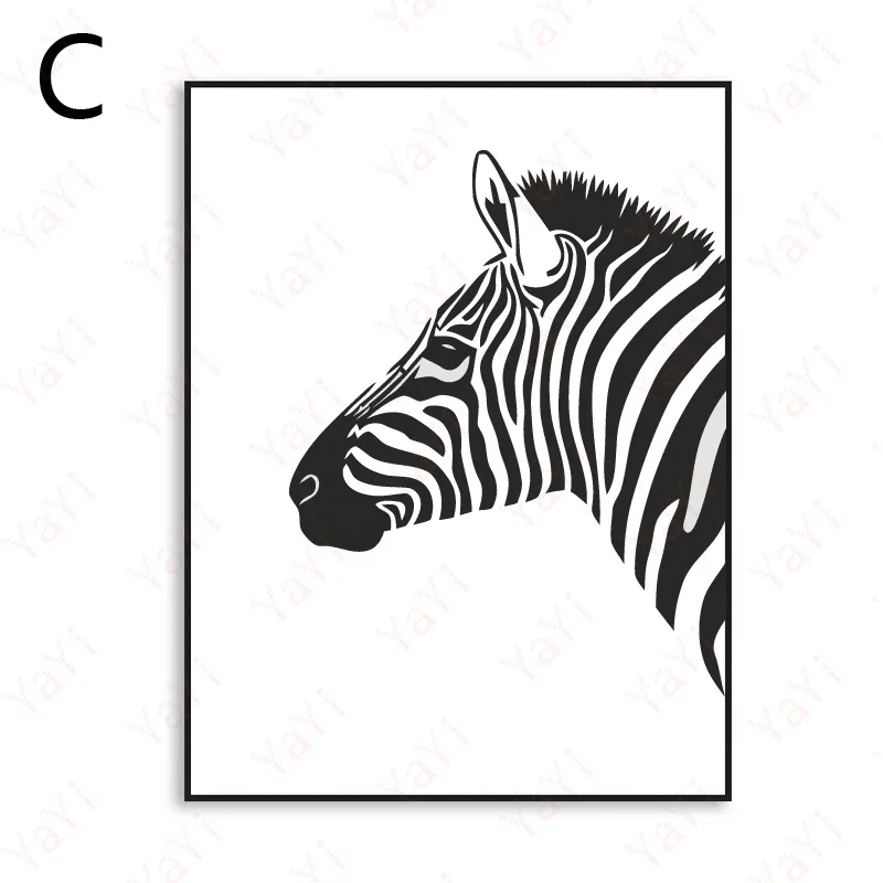HAOCHU modern simple animal Nordic black and white zebra living room home decoration office wall art canvas painting new gift | Дом и сад