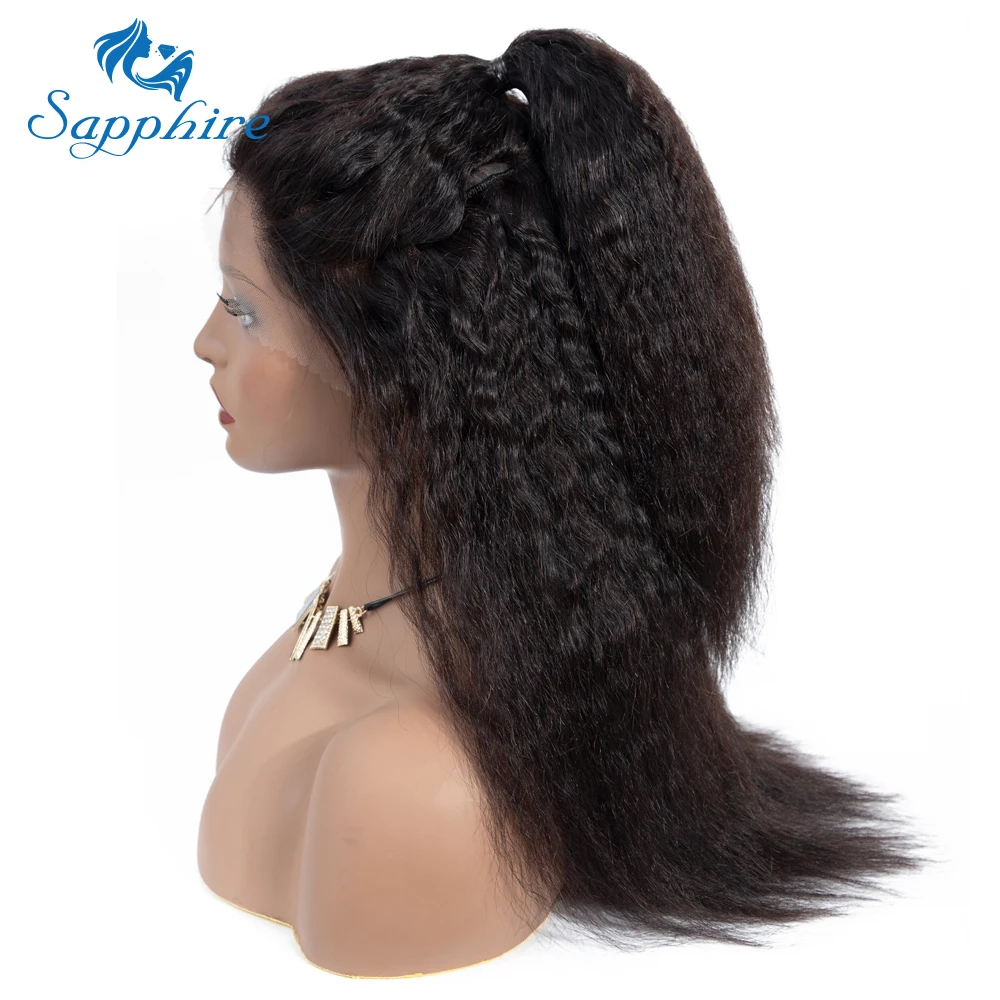 Сапфир малазийский парик с фронтальной шнуровкой PrePlucked Детские волосы Remy