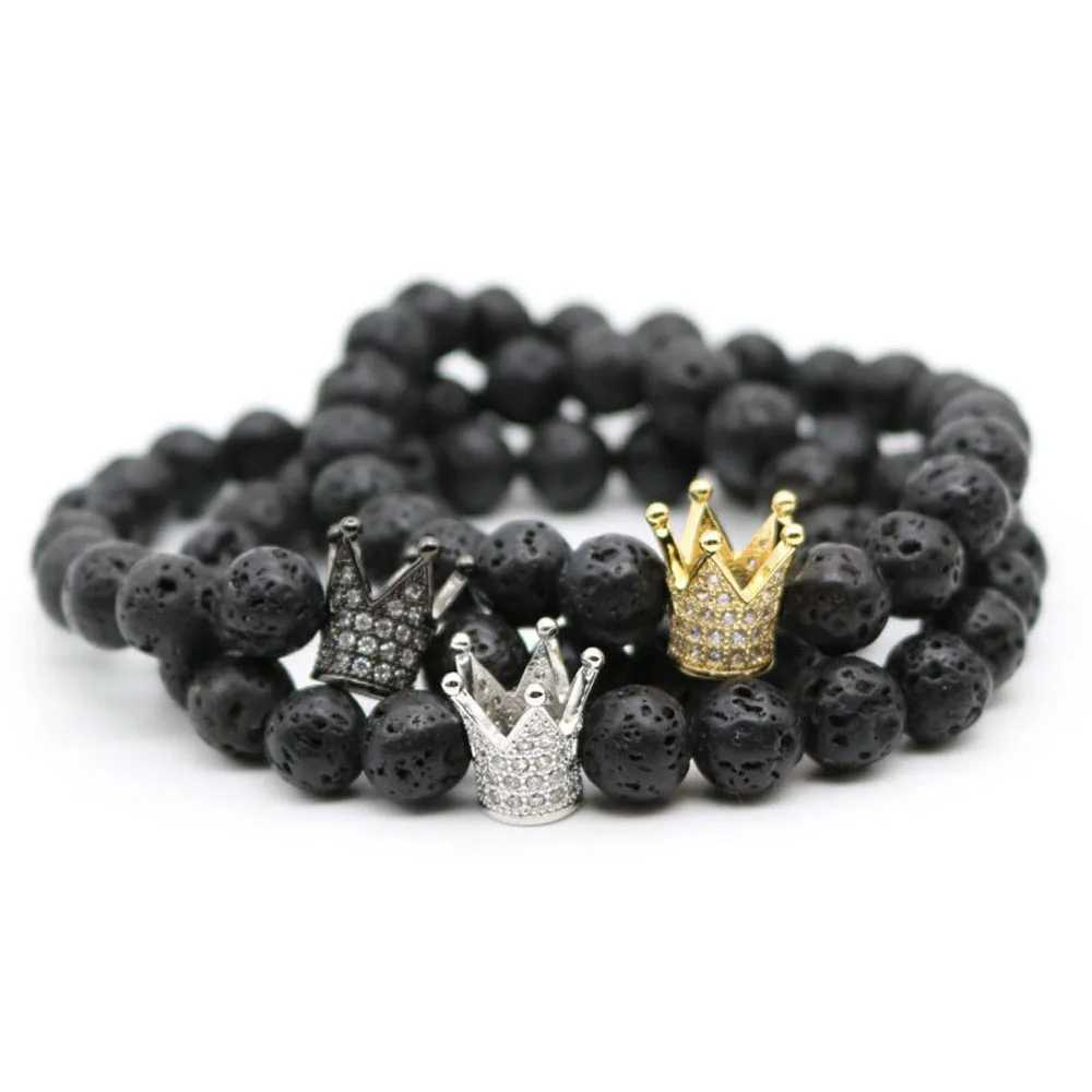 (10 шт./лот) мужской браслет из нержавеющей стали с микро-закрепкой CZ короной Анил