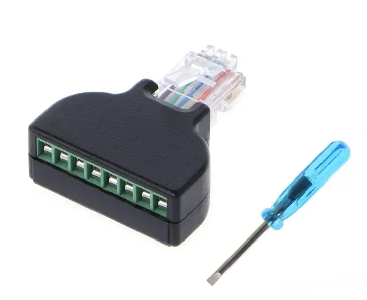 OOTDTY RJ45 Ethernet папа до 8 Pin AV Терминал винтовой адаптер Блок преобразователя