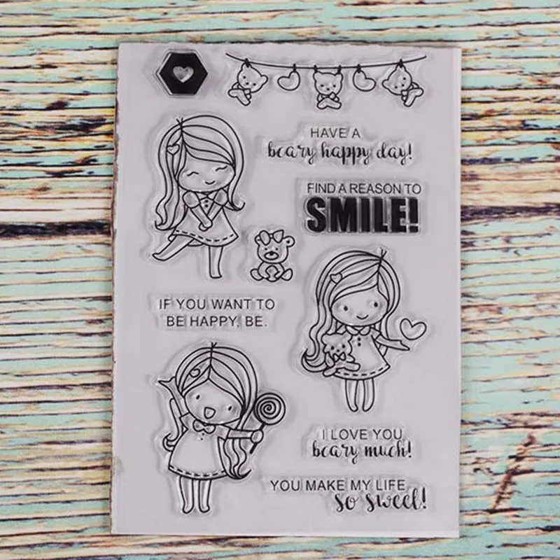Прозрачный штамп Smile girl для скрапбукинга/изготовления карт/рождественские