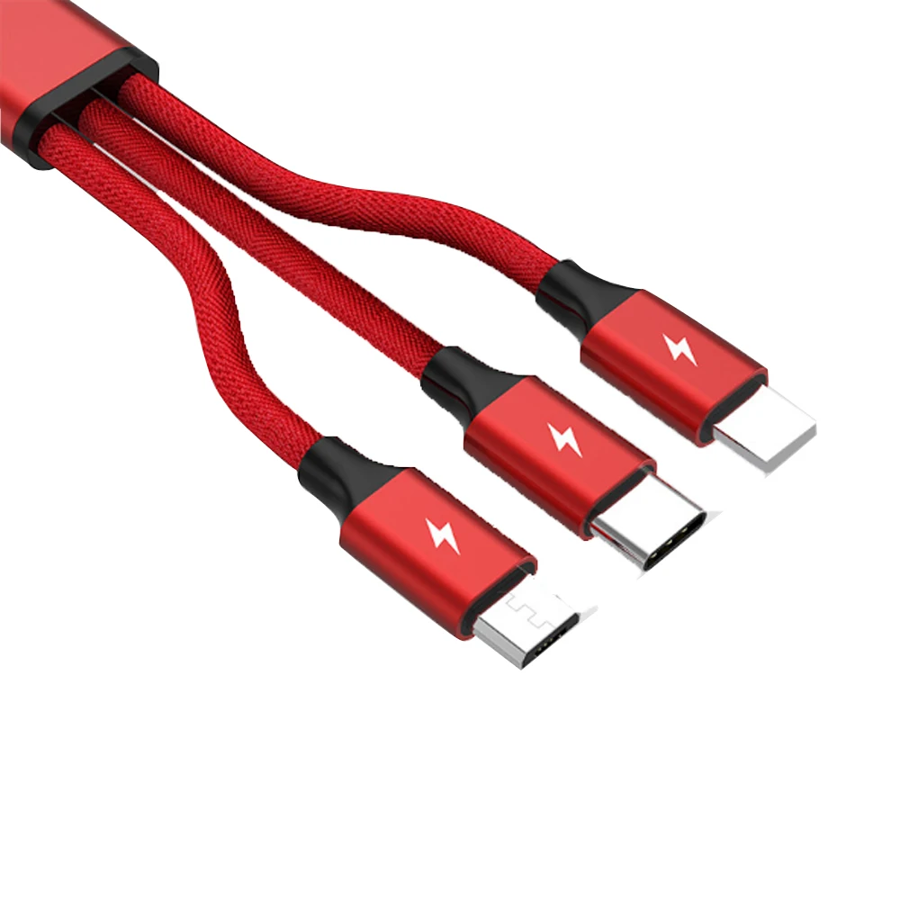 10 шт. 3 в 1 USB кабель для мобильного телефона Micro Type C зарядного устройства iPh быстрой