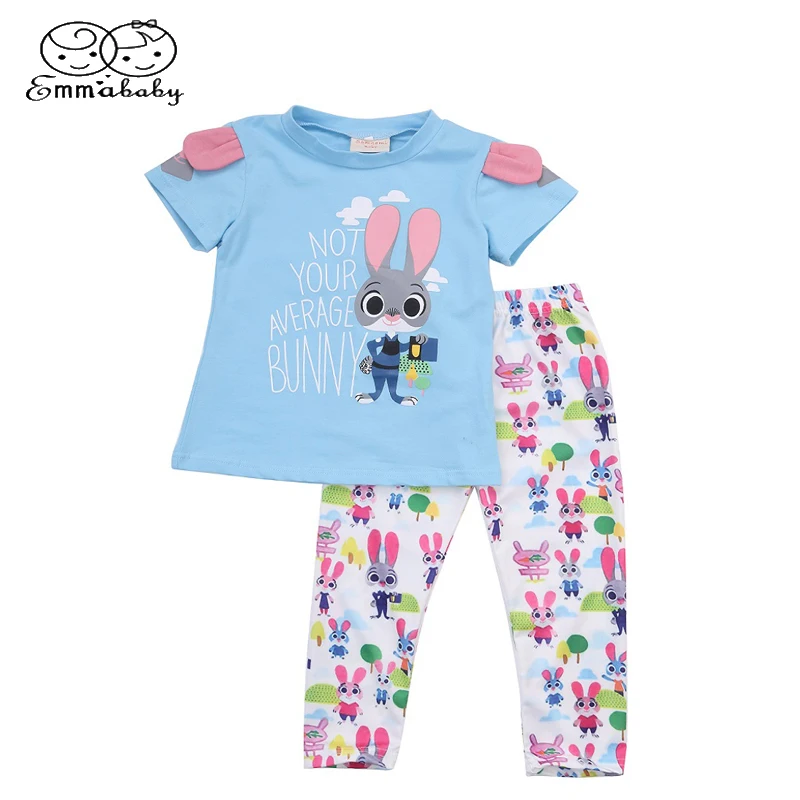 Emmababy детская пижама с 3D кроликом для маленьких девочек комплект одежды летняя