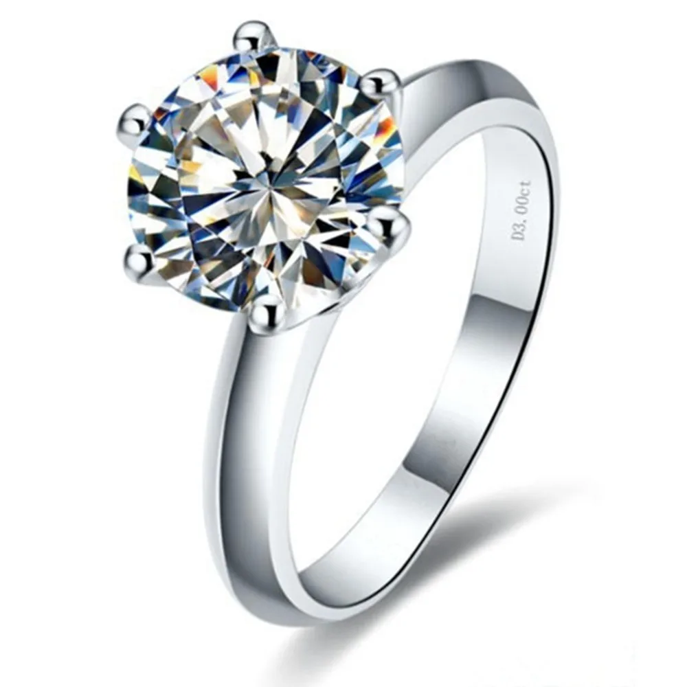 Test as Diamond ! 3CT Ring Crown Design Prongs Excellent Round Moissanite Jewelry Women 18K White Gold Engagement | Украшения и