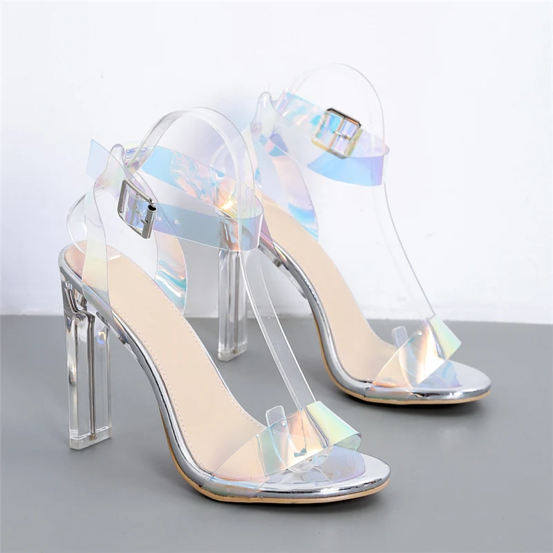 2019 г. летние женские босоножки пикантные прозрачные на высоком каблуке 11 см с