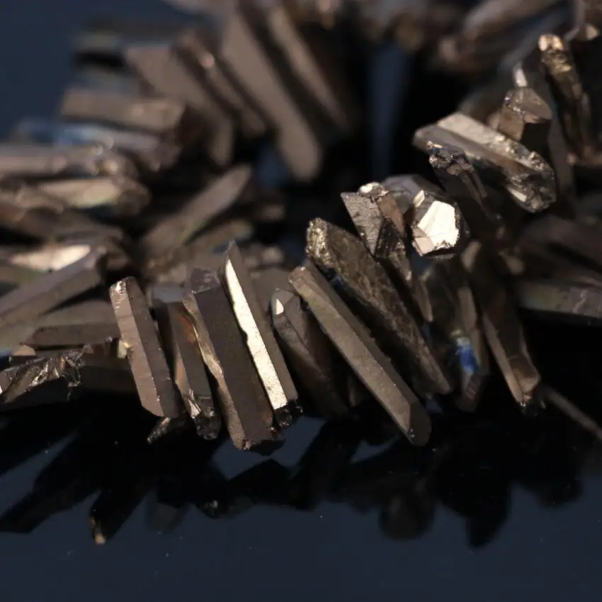 

Bronze Titanium Quartz Crystal Stick Top Drilled Point Pendant Beads,Rock Raw Crystal Pillar Stick Tusk Beads Jewelry