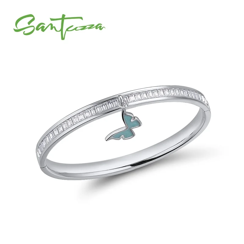 White Rhodium (Blue) Женский многоцветный браслет с бабочкой и сверкающими кристаллами, элегантные модные ювелирные изделия ручной работы, эмаль - Окраска металла: White Rhodium (Blue)