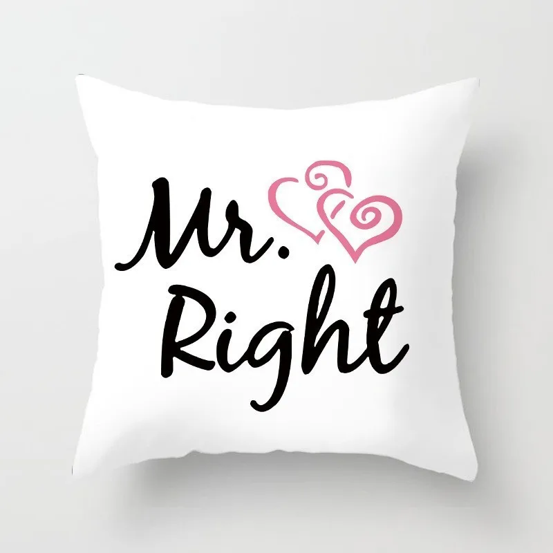 Love Mr Mrs подушка для двоих, чехол из полиэстера для милых влюбленных, наволочки Декор для дома, свадебное украшение, наволочка 45*45 см 40824