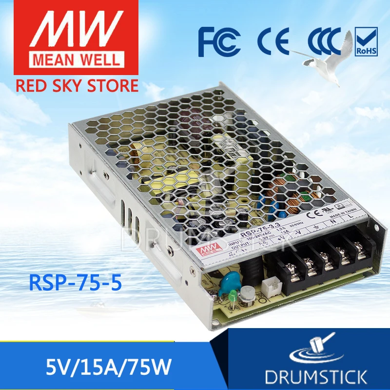 

patriotic MEAN WELL RS-75-5 5V 12A meanwell RS-75 5V 60W Single Output Switching Power Supply