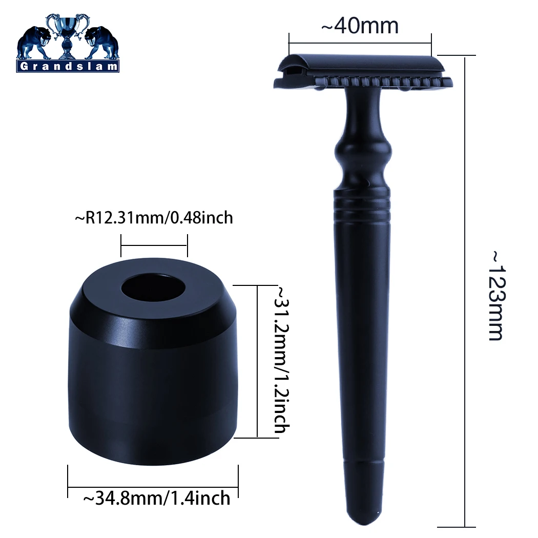 Grandslam Double Edge Safety Razor Blcak Alloy Handle Men's Classic Manual Shaving Shaver Holder Come with 10 Free Blades | Красота и