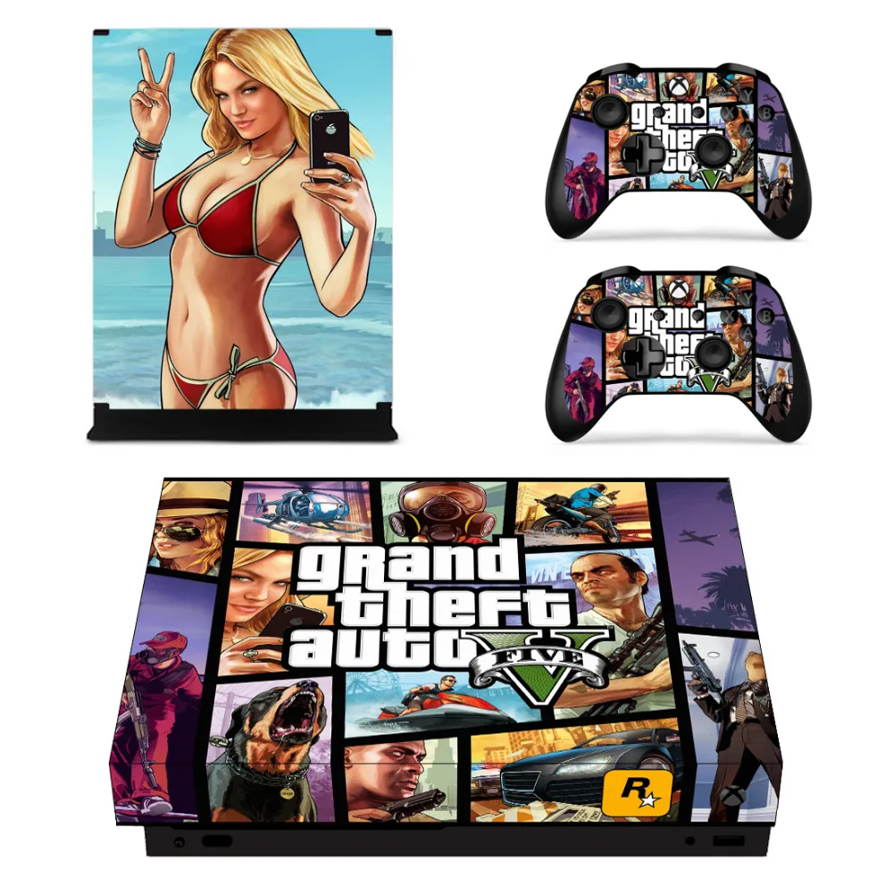 Grand Theft Auto V GTA 5 наклейка для Microsoft Xbox One X консоль и 2 контроллера виниловая