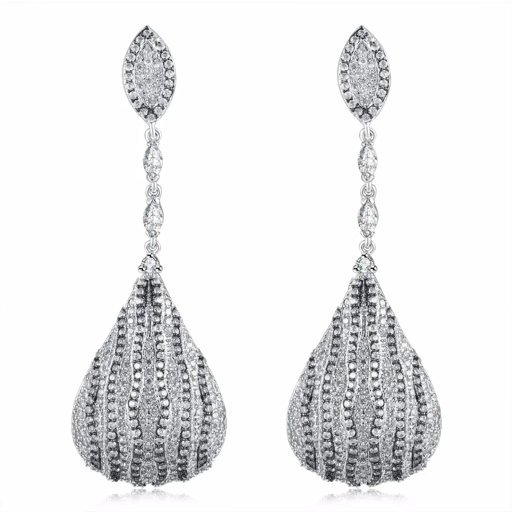 Серьги-капельки женские из свинца и циркона, LE008