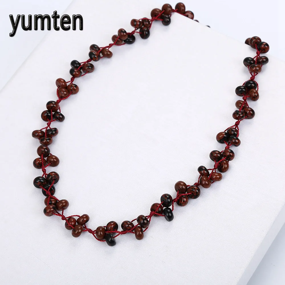 Yumten Golden Swan Stone Braided Necklace Natural Crystal Ladies Beads Popular And Elegant Female Jewelry Colares | Украшения и