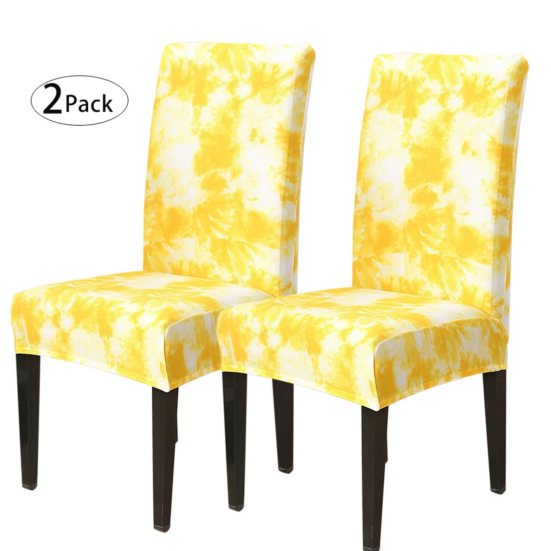 yellow 2pc Съемные чехлы на стулья с цветочным принтом, эластичные чехлы на стулья для ресторанов, свадеб, банкетов, складные чехлы на стулья для гостиниц - Цвет: yellow 2pc