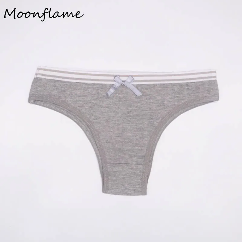 Moonflme, 3 шт./лот, одноцветные женские хлопковые бикини, женские трусики M L XL 89156