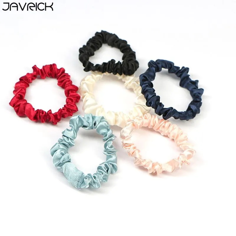 6Pcs Women Scrunchies Set Imitation Silk Glitter Solid Color Hair Ties Rubber Rope Ladies Elastic Sports Fitness Ponytail Holder |