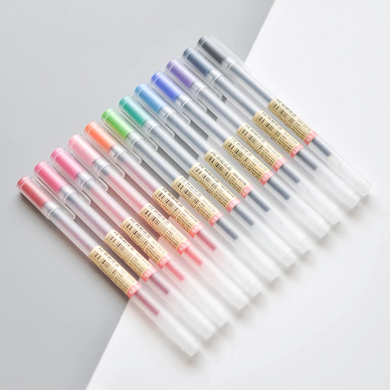 12 цветов/лот 0,5 мм MUJI стиль прозрачный скраб гелевая ручка цветная чернильная ручка нейтральная ручка для школы Студенческая офисная поставка