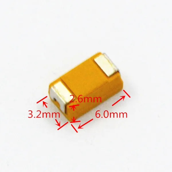 40 шт./SMD Танталовый конденсатор 226 в 22 мкФ 35 В Тип C 6032 желтый Полярный