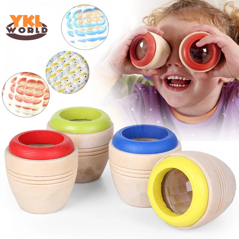 

Wood Kaleidoscope Kids Magic World Wooden toys Magic Bee-Eye Effect Kaleidoscopes Children's Science Anti Stress Toys (S5