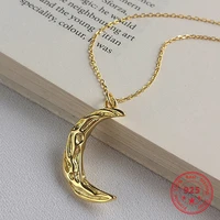 european american style silver 925 fashion classical gold crescent moon pendant necklace women jewelry