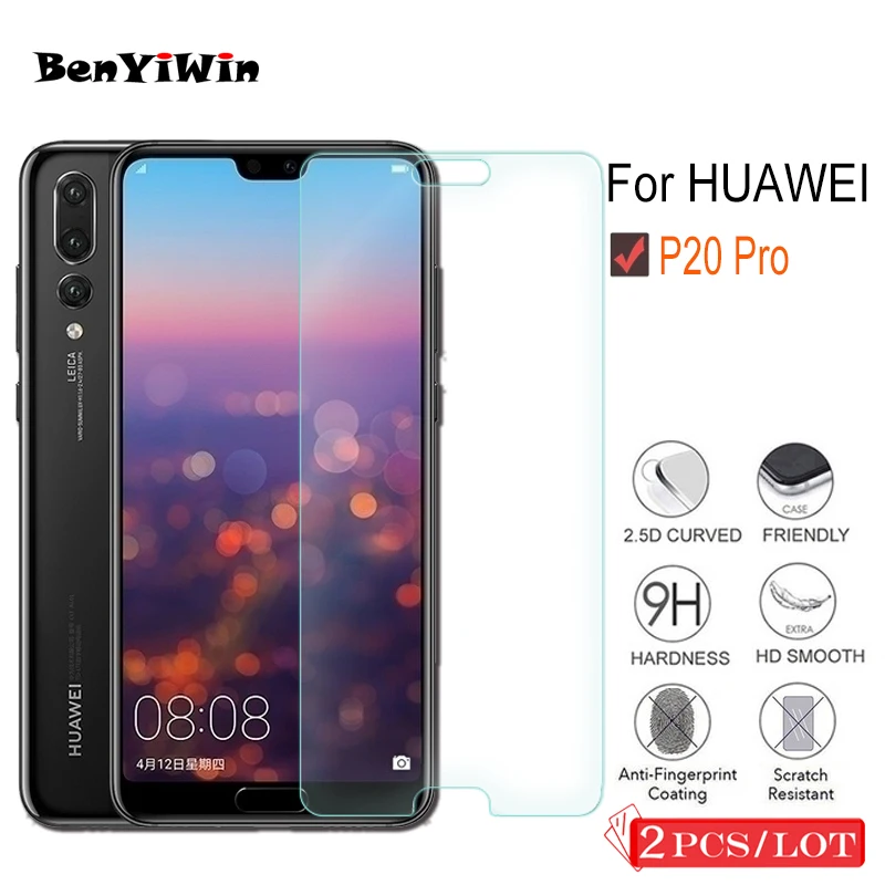 2 шт. закаленное стекло премиум класса для Huawei P20 Pro защита экрана прозрачная