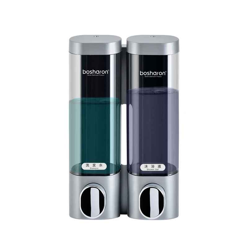 Silver Gray Double Дозатор жидкого мыла настенный 300 мл пластиковые бутылочки для геля для душа дозаторы шампуня дезинфицирующее средство для рук домашние кухонные аксессуары для ванной комнаты - Цвет: Silver Gray Double