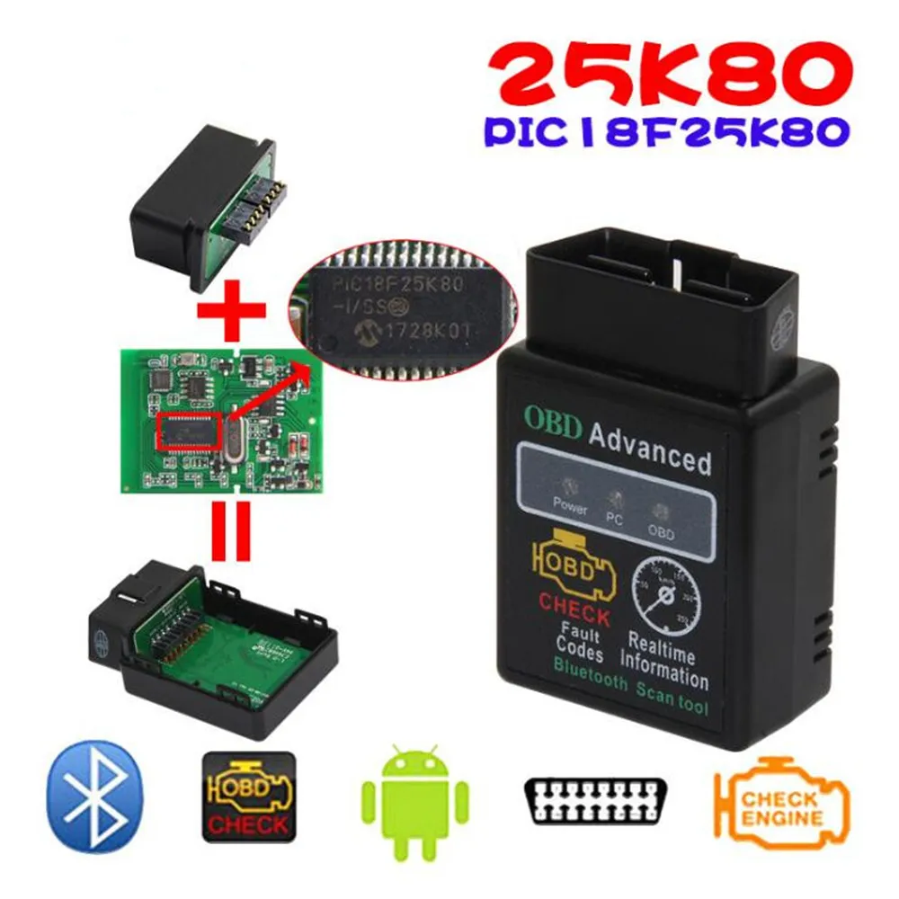 ELM327 25K80 OBDII V1.5 Bluetooth считыватель кодов MINI OBD2 ELM 327 USB сканер HHOBD OBDSCAN | Автомобили и