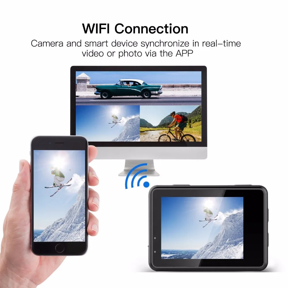 4K Спортивная экшн камера Wi Fi сенсорный экран водонепроницаемая 30 м 1080p Full HD 16 МП