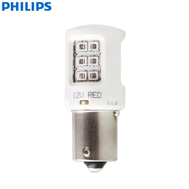 Philips Ultinon светодиодный S25 P21W BA15s 12В 11498ULRX2 красный цвет поворотные сигнальные лампы