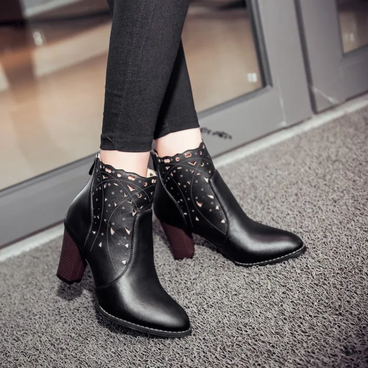 Женские ботильоны с круглым носком на каблуке размеры 34 46|boots fashion|fashion bootsboots for woman