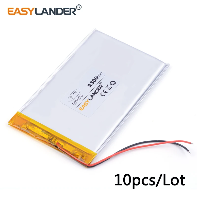 10 шт./лот 3 7 v литий ионный полимерный аккумулятор 505090 2300mah с защитной платой для MP3
