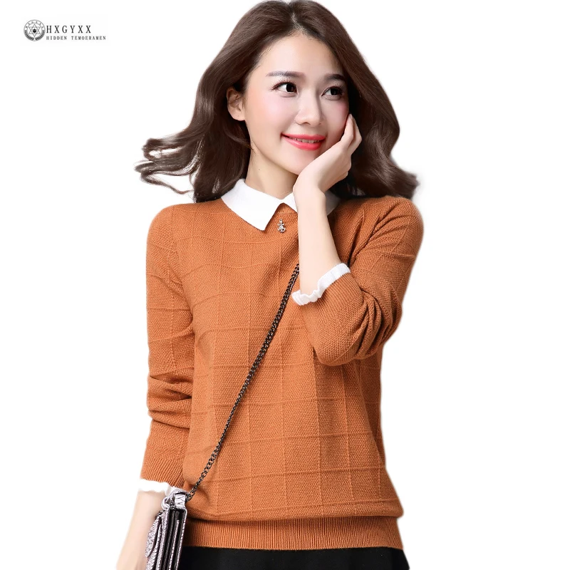Pullovers Women 2019 Autumn New Plus Size Casual Knitted Tops Female Solid Color Long Sleeves Cashmere Pullover Sweaters OK848 | Женская