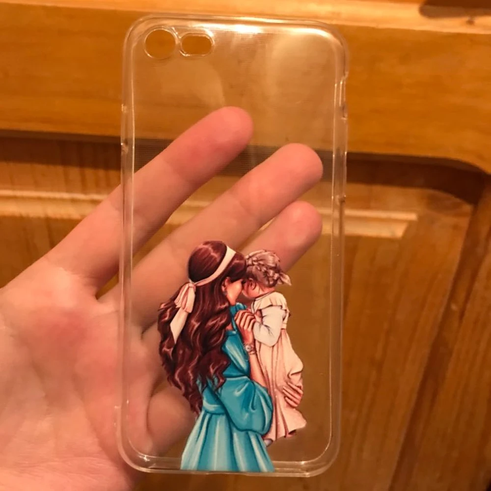 Модный чехол для iPhone X XS Max XR 8 7 6s Plus с черными и коричневыми волосами девочек мамы