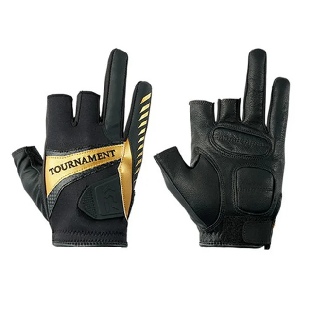 Красный 1 пара, кожаные перчатки для рыбалки Daiwa 3/5, для каякинга, пешего туризма, гребли, охоты, Мужские дышащие водонепроницаемые перчатки - Цвет: Красный