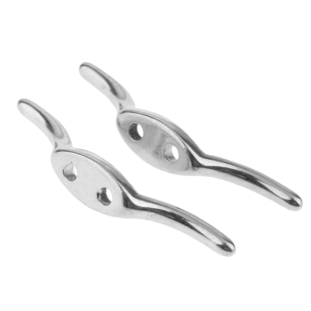 

2 x Stainless Steel 316 Flag Pole Cleat Hook Boats Hardware - 4.5 Inch